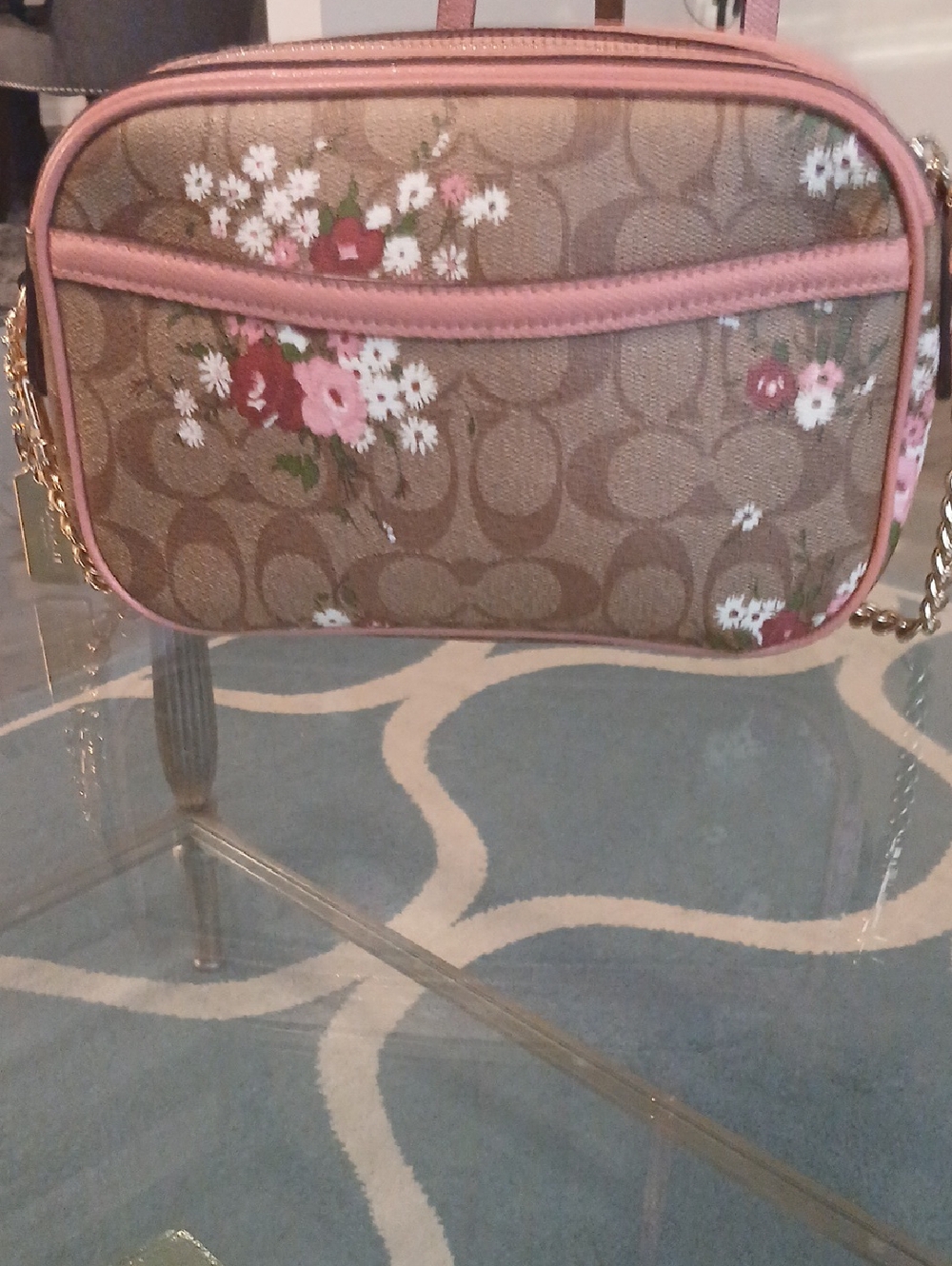 Coach Isla Floral Crossbody with Pink Trim & Floral Accents - Picture 4 of 7